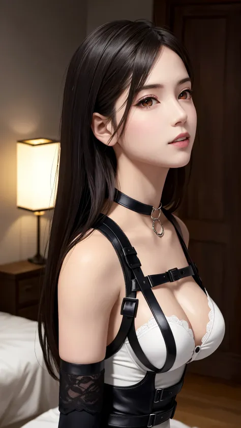 {Top Quality, Masterpiece}, (Realistic: 1.3), Wallpapers, ultra high res, ultra high quality, 
BREAK {{{FF7,Tifa_lockhart, solo}}},{Ultra-detailed face, Detailed Red eyes},(black Brown Hair, Large breasts: 1.0), {{{erotic eyes, erotic mouth, erotic face}}}...