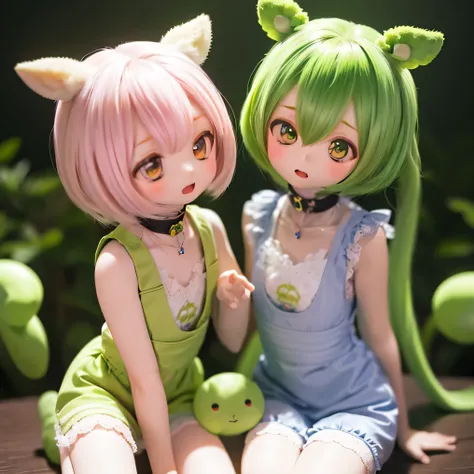      cute  green-haired zundamon in playful pose, (     chibi), (((((( Mother )))))),          Detailed character design    ,        complicated details ,     super high resolution super realistic     ,        Photorealistic , 8k,     masterpiece  ,       ...