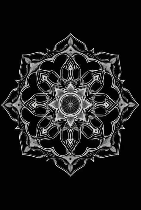 I need a cool unique mandala design with white color on black background make it look