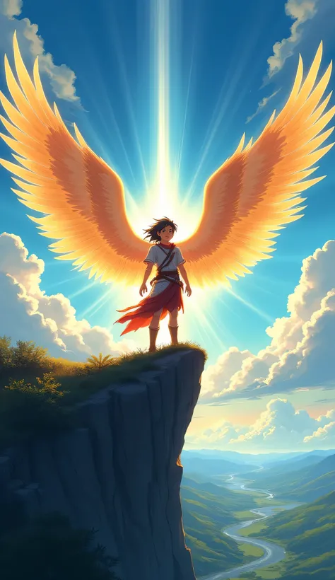 
 Isaiah 40:31

“But those who hope in the LORD will renew their strength. They will soar on wings like eagles; they will run and not grow weary, they will walk and not be faint.”

Prompt:
“An 8K manga anime-style image of a young warrior standing confiden...