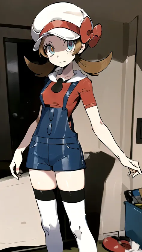 (masterpiece,best quality)), { Sugimori_Ken_artstyle_LoRA(1.2( : Manga_Style } {horror_edit} {horror_edit : creepy_room_aura} } { :(ly01,  white headwear, hat bow, eyelashes,  perfectly_small_shape_breast : perfectly_slender_body } { overalls, white thighh...