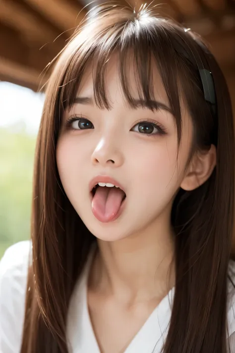  high definition、 real 、 cute face , cute face 、 Beautiful Girl、 beautiful woman, light clothing, うさちゃん的な Beautiful Girl、very very long tongue pussy、sticking out very long tongue,up face,cute hentai face,face close-up