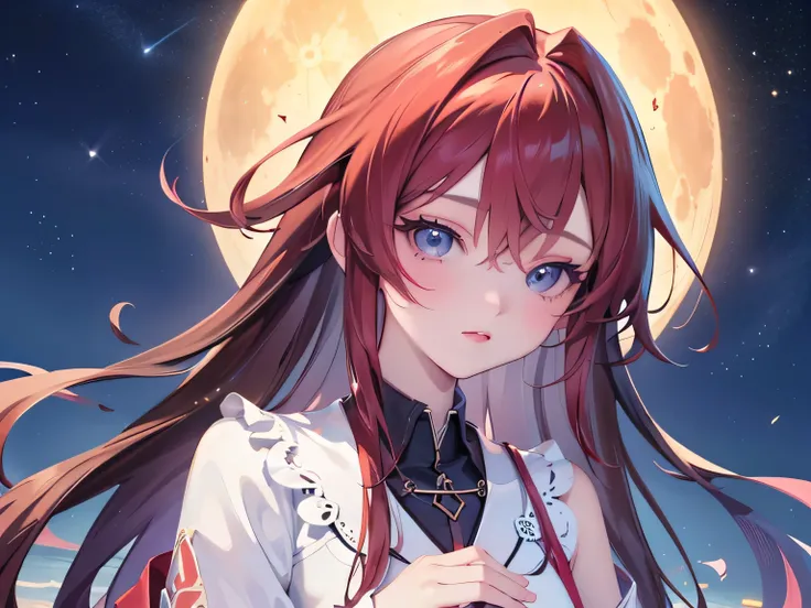 ((最 High Quality )), ((Masterpiece)), (  Details),  1 Girl,  8k resolution, Very Detailed,  High Quality ,  1 Girl,  beautiful Japanese woman,18 years old, ,  Detailed face,  one woman, terrace, Moon,  beautiful