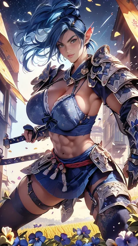  young woman,((Oiran)),warrior,((wielding a huge_weapon:1.3)), very detailedな, realistic,((seductive smile)),((full body:1.3)),(( Combat Stance:1.6)), ((acrobat angle :1.3)), Brilliant Appearance , Creative Action,  extremely detailed, Imaginative,  sensua...