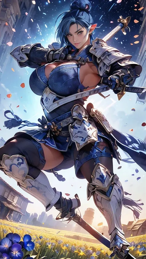  young woman,((Oiran)),warrior,((wielding a huge_weapon:1.6)), very detailedな, realistic,((seductive smile)),((full body:1.6)),(( Combat Stance:1.8)), ((acrobat angle :1.6)), Brilliant Appearance , Creative Action,  extremely detailed, Imaginative,  sensua...