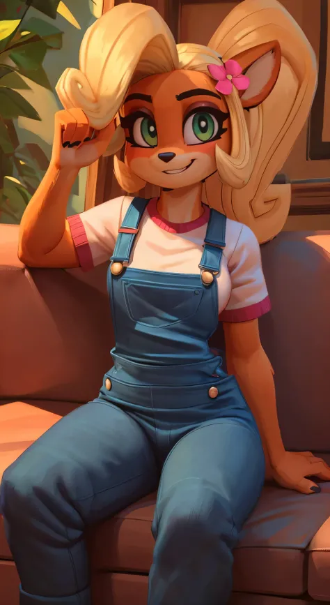 Coco bandicoot, [Uploaded to e621.net; (Pixelsketcher), (wamudraws)], ((masterpiece)), ((HD)), ((high res)), ((solo portrait)), ((full body visible)), ((front view)), ((furry; anthro)), ((detailed fur)), ((detailed shading)), ((beautiful render art)), {ant...