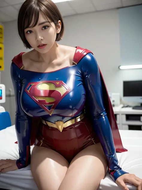 masterpiece、 latex supergirl costume 、 off shoulder、Ultra short hair、 big, rich breasts 、 shiny sweaty skin 、 looking directly into the camera 、Cho

— Car 、Provocative cleavage、 Long Sleeve、Cape、Glamorous bare legs、 in front of laboratory equipment in hosp...