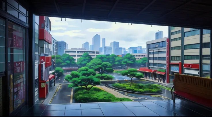 (Daytime) (Rainfall) (Rain)
(80’s Anime) (Classic) (Vintage) (Retro)

1980’s Japanese City of several buildings built in a modern contemperary architecture. 

There is a very large Shopping Mall and Center

(View from the Shopping Mall)