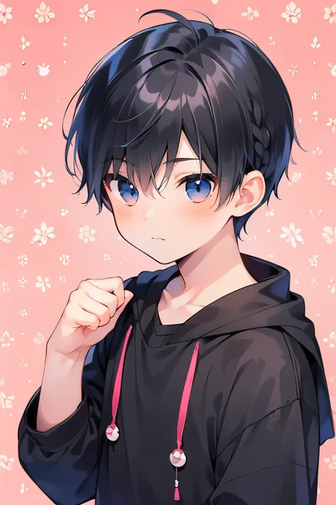 ((1-boy :1.5)),(( adult male:1.0)),black hair,(very short hair:1.0),braid hair,(odd-eyes:0.85),((Kirakira eyes :1.0)),A little surprised face,(looking viewer:0.8),(looking up:0.5),((kawaii)),(crouching:0.5),(slime monster next door:0.8),((dodge pattern bac...