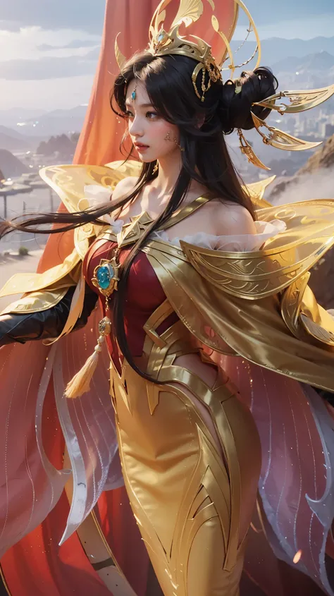 a close up of a girl or woman (K-Pop idol), detailed hair , big booobs ,  shadowbringers cinematic, 4 k detail fantasy, a beautiful fantasy empress, game cg, xianxia fantasy, xianxia hero, 2. 5 d cgi anime fantasy artwork, cinematic goddess close shot, rua...