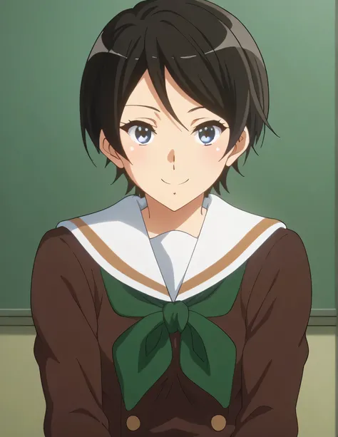 score_9, score_8_  up , score_7_  up , score_6_  up , score_5_  up ,   source_anime, rating_safe,  medium boobs ,  indoor, hospital,   side 1 girl  , alone,  audience , suzuki mirei   ,   short hair ,  Hair between the eyebrows,   blue eyes,   school unifo...