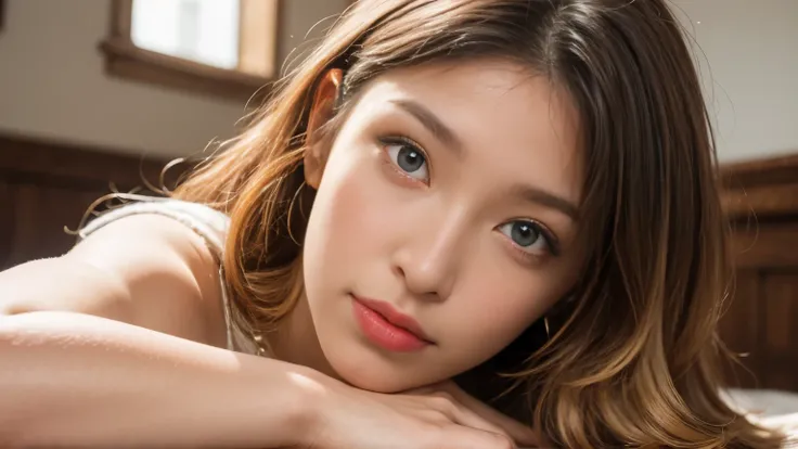  super high resolution、 girl 、Crawling、Lying down、 the sole of the foot is visible、(8k、RAW 、 best quality、masterpiece:1.2)、( is present、 is present:1.37)、 super high resolution、一人の girl 、 is cute 、 perfect pink eyes , great face,  Indian,  beautiful skin、 ...