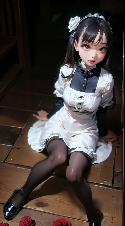 (masterpiece:1.2),8k, beautiful, high quality,  ((Amazing Artwork:1.5)), 
 ((Flexible and sexy posture:1.5)),(nsfw:1.1),

(gothic lolita:1.6),((ruffle,decoration rose dress:1.8)), (flower hair ribbon),thighhighs, 


Cute girl, ((White skin:1.6)), (ahe face...