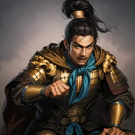 ((Create an image from the top of the head to the thigh)), Three Kingdoms illustration , Female solo, Beautiful Woman, beautiful face , perfect hand , ( black hair ), sexy expression , excited expression, Various facial expressions, various poses, s...