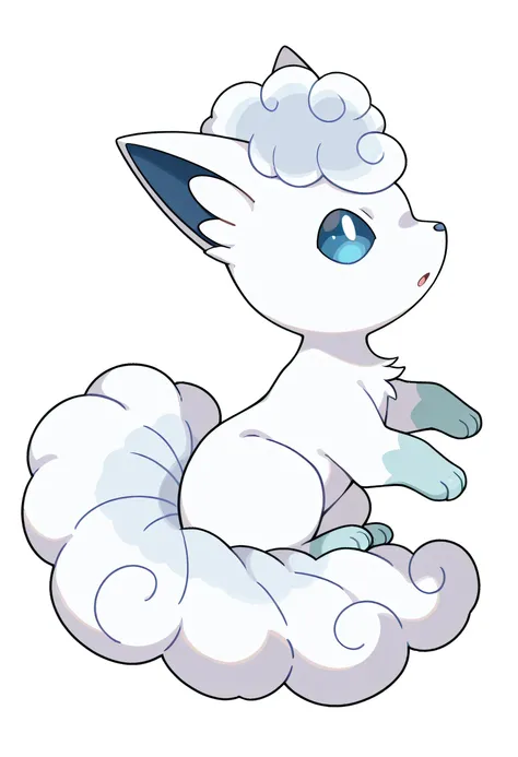 score_9, score_8_up, score_7_up, score_6_up, source_furry, dof, full-length portrait, solo, white background, alolan_vulpix, pokemon (creature), blue eyes, white body, side view
