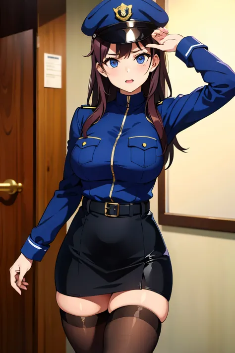  miniskirt　police officer　 sexy　Beauty　tights