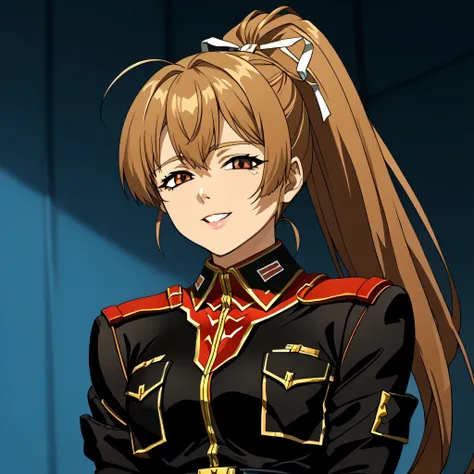 ultra-High resolution, score_9,score_8_up,score_7_up,score_6_up,score_5_up,score_4_up, BREAK, source_anime, anime screencap, uncensored, rating_explicit, Masterpiece, curvy, looking at viewer, (((solo, 1girl))), hair ornament, (((TitanOutfit))), smile, hap...