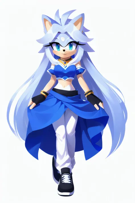 oc, Mobian, female, silver the hedgehog but female and white, spirit hedgehog, A beautiful white furred hedgehog (white) not blue white, , blue eyes, very long hair/quills with hair ornaments, long hair bangs, long streaks of hair on each side of her face,...