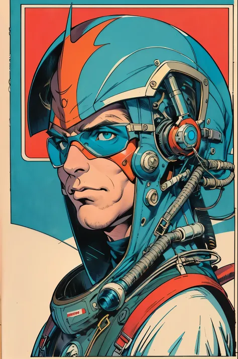 (((masterpiece,ultimate best quality))),(retro vintage movie poster),(((futuristic))),(((background: Incredibly Simple))),ultravoyager stranger man