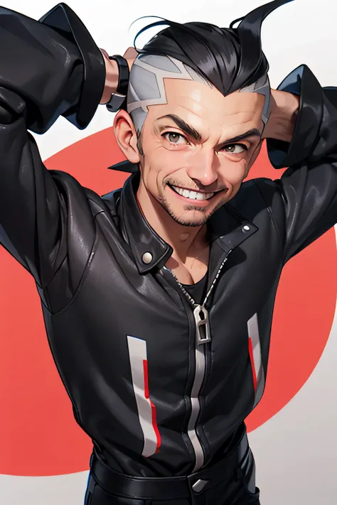 (((50yo giovanni from pokemon))), (()), (((black hair))), (()), (), ((black outfit)), (()), (()), ((grey eyes)), (()), ((teeth)), ((strong)), (()), (()), (()), ((short hair)), (()), (()),((crazy evil smile)), ((), 