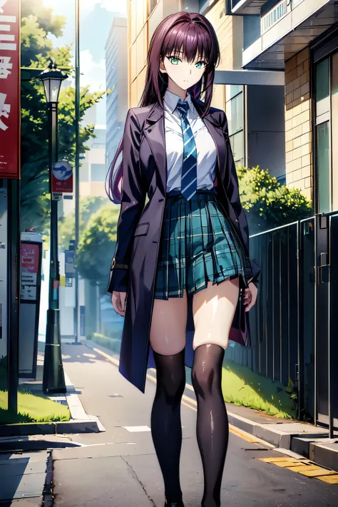 最 High Quality , face focus, soft light, super high resolution, ((( green eyes))),赤 purple hair, beautifulアニメ高校の女の子,(Masterpiece:1.2, 最 High Quality ), ( is present, photo is present:1.4), beautifulイラスト, ( natural light , Movie Screenplay ), nsfw, ...