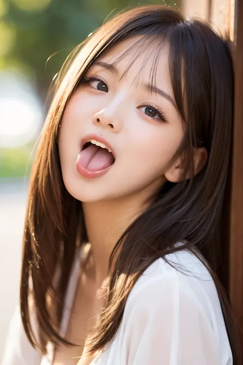  high definition、 real 、 cute face , cute face 、 Beautiful Girl、 beautiful woman, light clothing,  Beautiful Girlうさちゃん、very very long tongue pussy、sticking out very long tongue,up face,cute hentai face,face close-up