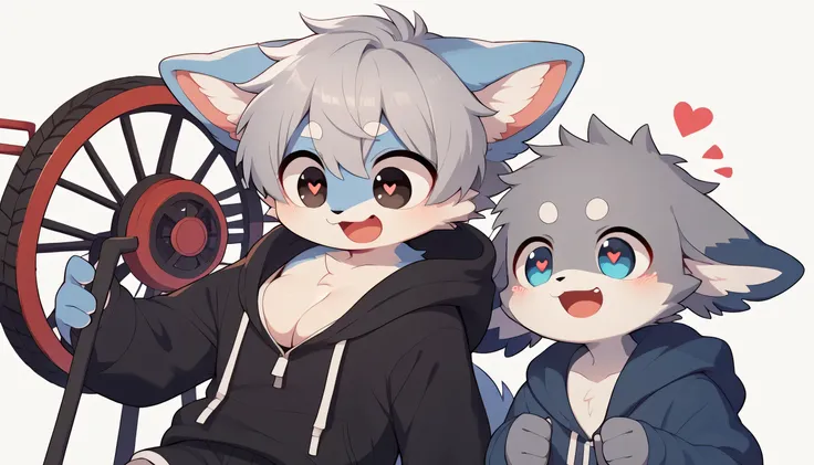  very detailed な,  very detailed, gray fur on gray hair , Age 15,male, I'm looking forward to looking at the bones ,  was excited, Participation,  cute face ,  fluffy fur, cleavage,male性,male,  Akai's first wheel, Blue cute ears , Fluffy ears ,Fluffy ears,...