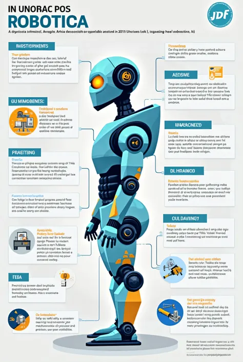 infographic about robotics with its definition /  features  /benefits and advantages of robotics and images of the subject en espanol