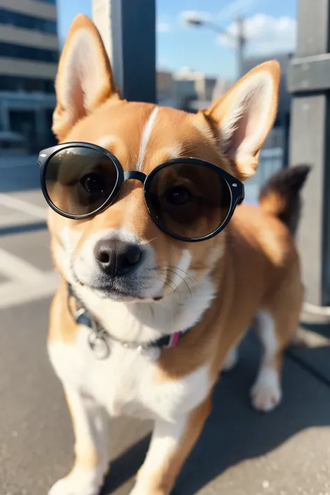 Realistic icon of Shiba Inu wearing sunglasses