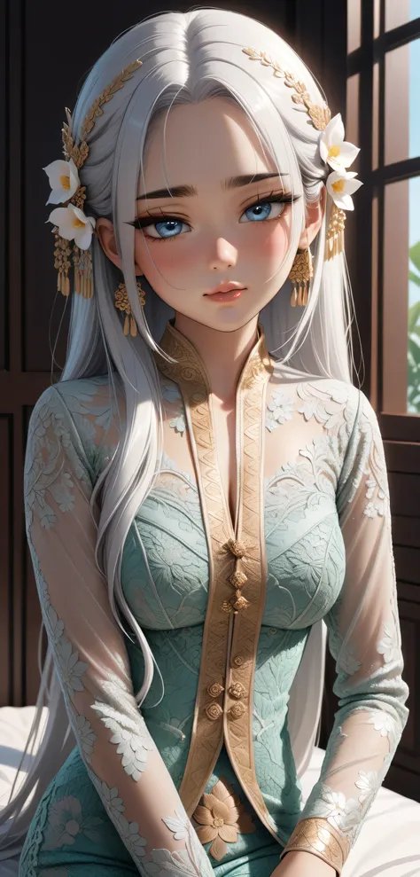 ((Random porn pose)), ((Ultra detailing)), (very aesthetic, best quality, ultra detailed), intricate details,
1girl, silver hair, silver eyes,((Detailed eyes)), ((Beautifull eyes)), ((prefect eyes)), long hair, Medium breasts, shy, Licking her lips, Blush ...