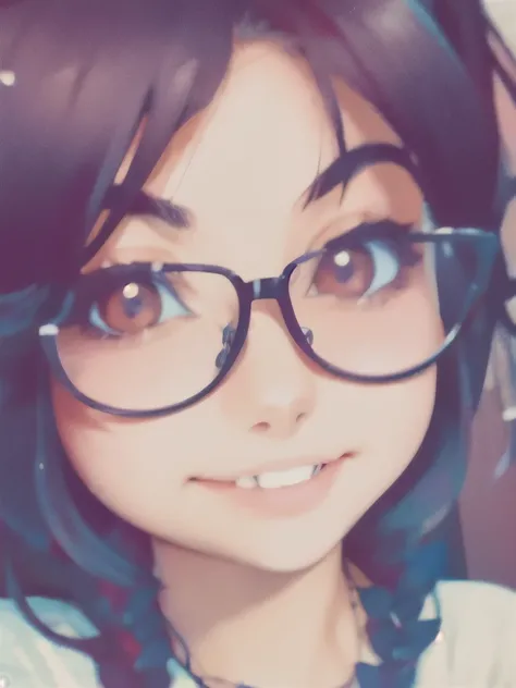 a close-up of a girl with a ponytail and a heart-shaped glasses, anime moe art style, nagatoro, anime visual of a cute girl,