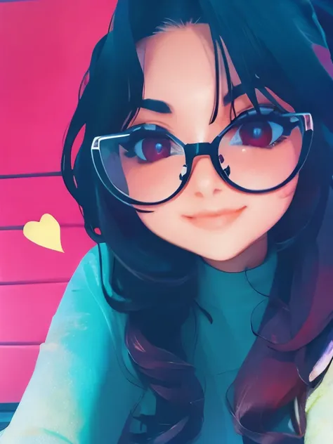 a close-up of a girl with a ponytail and a heart-shaped glasses, anime moe art style, nagatoro, anime visual of a cute girl,