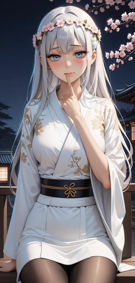 ((Random pose)), ((Ultra detailing)), (very aesthetic, best quality, ultra detailed), intricate details,
1girl, silver hair, silver eyes,((Detailed eyes)), ((Beautifull eyes)), ((prefect eyes)), long hair, Medium breasts, shy, Licking her lips, Blush, Wear...