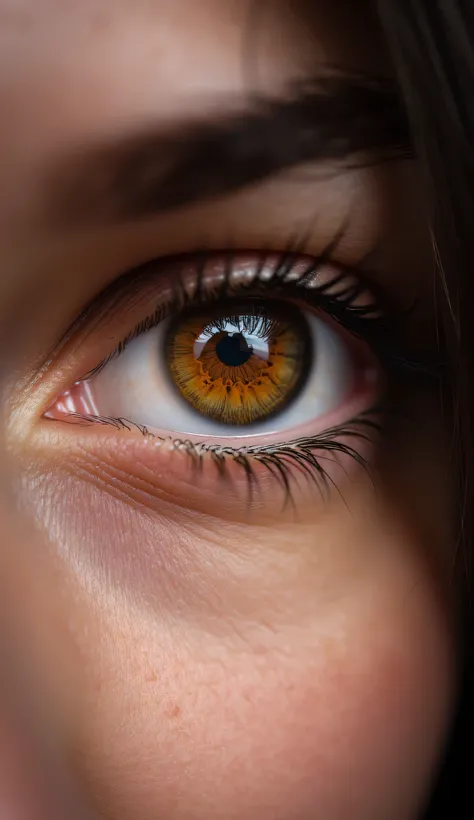 super close up shoot of woman brown eye, hign resolution