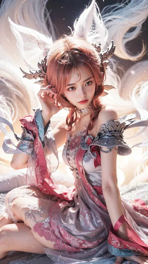 a close up of a girl or woman (K-Pop idol), detailed hair , big booobs ,  shadowbringers cinematic, 4 k detail fantasy, a beautiful fantasy empress, game cg, xianxia fantasy, xianxia hero, 2. 5 d cgi anime fantasy artwork, cinematic goddess close shot, rua...