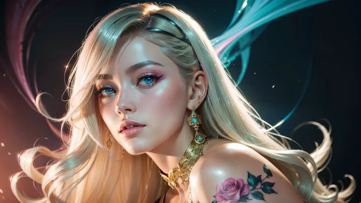 eloquent fashion renders by julian, in the style of ilya kuvshinov, golden light, exotic realism, dan mumford, smooth and shiny, xiaofei yue, ferrania p30::3 , a girl in a golden suit is posing in a light room, in the style of hyper-realistic oil, asian-in...