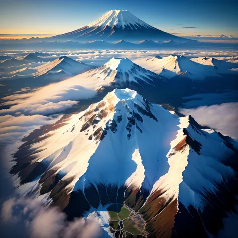   Arafed Mountain in the background。Snow Above 、 Clouds Below , mount Fuji,  m . Fuji, Japanese Mountains, Fuji choko,  mountain aerial view , mount Fuji in the background, snowy mountains and ice , mount Fuji on the background, mount Fuji background,  Aer...