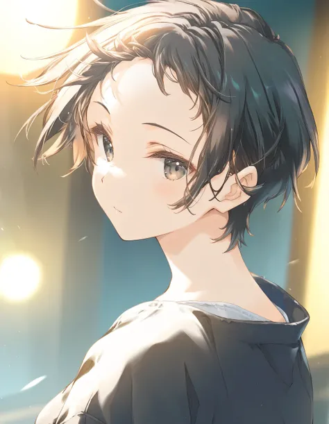 1girl, tomboy, black hair, forehead, short bangs, wind, game CG, break,(artist:mitsumi_misato),artist:fujiyama,artist:kokonoka, break,(masterpiece), (best quality), (ultra-detailed),(Detailed Lighting), very aesthetic, newest, 