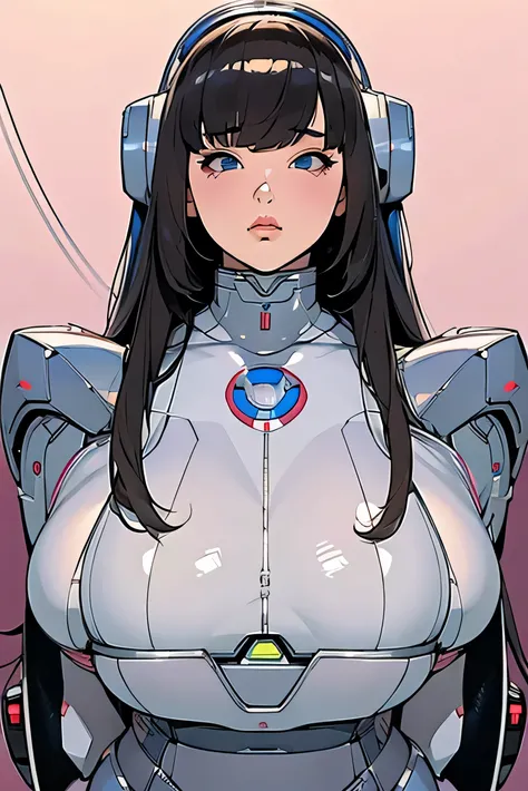 masterpiece, Best Quality, Extremely detailed, 8K portrait,Japaese android girl,Plump , control panels,Robot arms and legs, Blunt bangs,perfect robot girl,a bit chubby,white boots,white gloves,chest monitor,Charging spot,She is exhibits,exibition hall,prom...