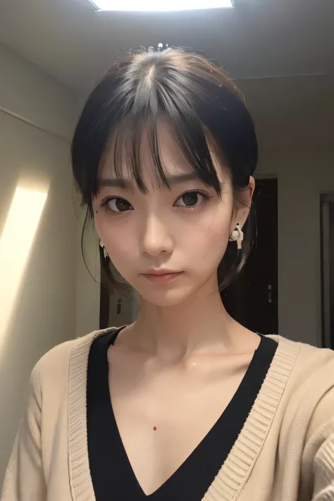 Look at me,　Look at me,　Look at me,　Look at me,　Look at me,　Look at me,　Look into the eyes,　Eye contact,　Front of face,　face,　indoor,　 tea hair,　bangs,　clavicle,　clavicle,　clavicle,　shoulder,　chest,　Earrings,　Private room,　(straw,Right under the light,Inse...