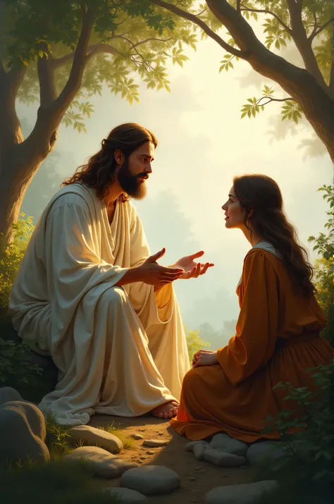 Images of Jesus talking to a  