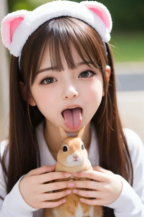  high definition、 real 、 cute face , cute face 、 beautiful girl、 beautiful woman, light clothing, うさちゃんみたいな beautiful girl、very very long tongue pussy、sticking out very long tongue,up face,cute hentai face,face close-up