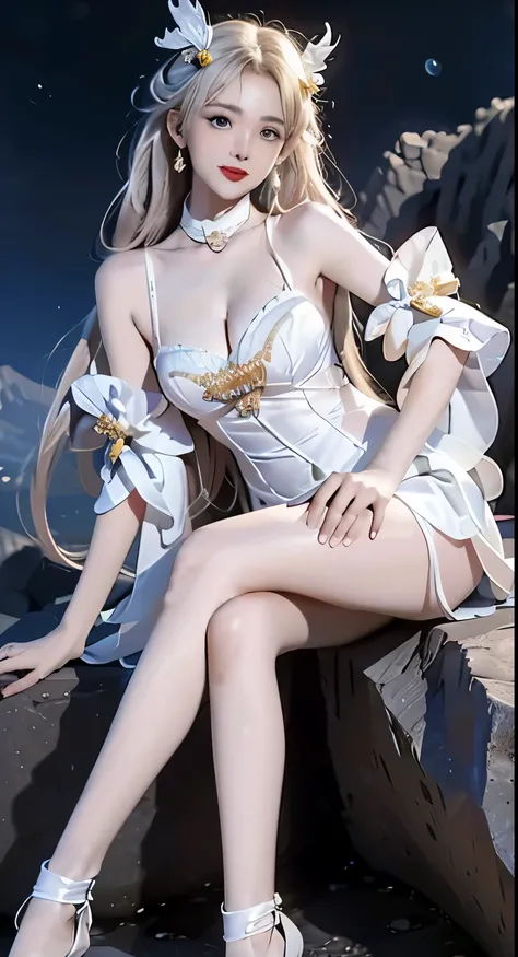 ((bare shoulders)), ((whole body)), actual, fashion girl, red lips, mature women, cosmetics, big eyes, beautiful eyes, ((whole body)), ((from below)), (best quality, masterpiece:1.2), Super detailed, (actual:1.37), ((Sexy long legs)), beautiful, young and ...