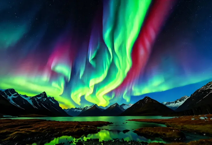 safe_pos, (score_9, score_8_up:1.1), score_7_up, photorealistic, rating:explicit wide open landscape against detailed bright detailed astro-photography of starry ht sky, northern lights, (aurora borealis:1.28), irregular...