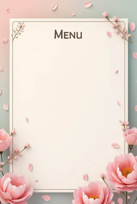 Make an image of a readable menu in English that is pastel in color 