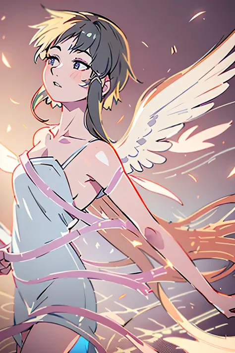 a beautiful goddess lain, angelic floating figure, ethereal wings, long flowing hair, glowing aura, intricate detailed ornaments, hyper realistic, cinematic lighting, dramatic atmosphere, delicate features, serene expression, detailed fabric textures, mast...