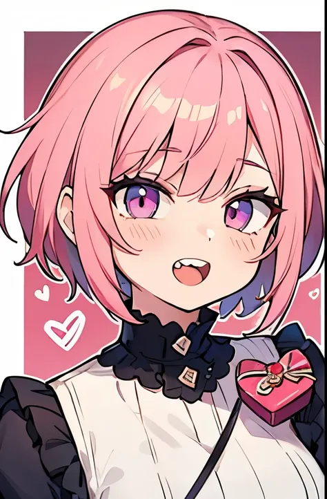  Pink Hair,  short hair,  girl ,  jagged teeth,  Valentine