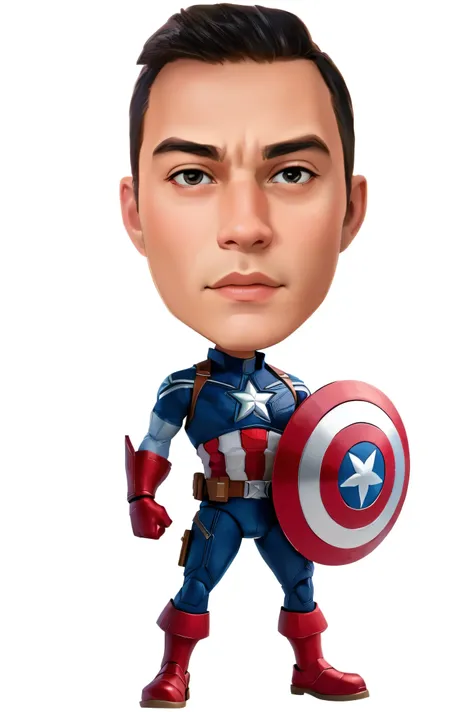 a cartoon of a man in a captain costume holding a shield, portrait of captain america, captain america, mr bean as captain america, avatar aang as captain america, puerto rican super hero, marvel superhero, in cartoon style, tony sart highly detailed, supe...