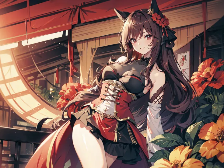 1 women、Solo Female、A woman who is alone。
Chest center 、 chest close-up 。
Holding an arm with one hand。
Knees slouched forward to lift breasts 。
sexy and glamorous woman with horse ears holding one arm 。
sweaty、 ecstatic expression with salivation。
wear...