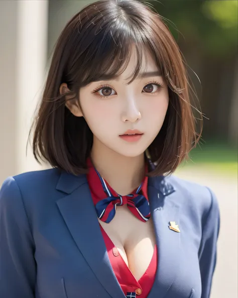 ((   Korean Mix       ))    ,     Strong gaze、
((     best quality  )),,                    1 girl, (                bust size E cup               ),                      staring beautifully into the camera with detailed eyes ,    、   ( Very short nose hai...